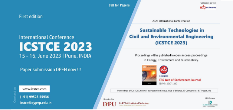 ICSTCE 2023 @ Dr. DY Patil Institute of Technology, Pune, India during 15-16, June 2023